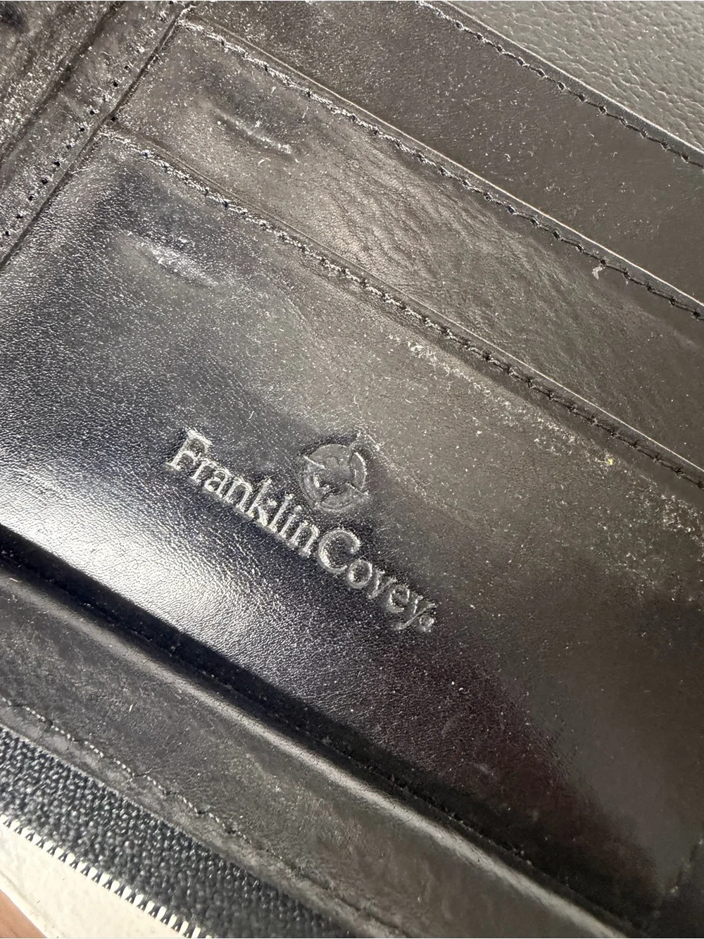 Franklin Covey Black Leather Planner Briefcase Organizer Binder Portfolio Zip